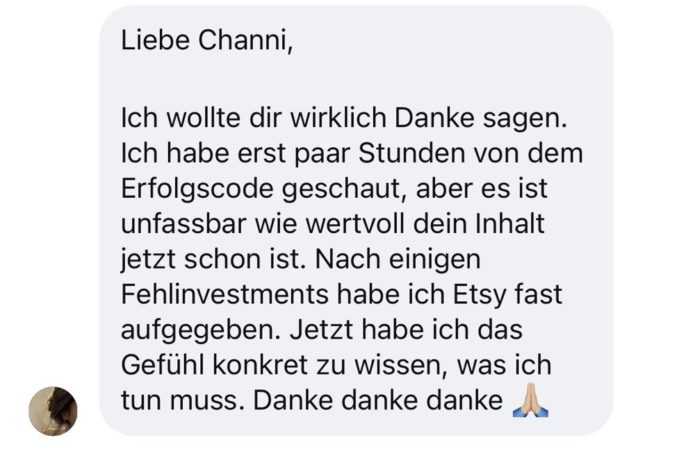 Nachricht einer Kundin