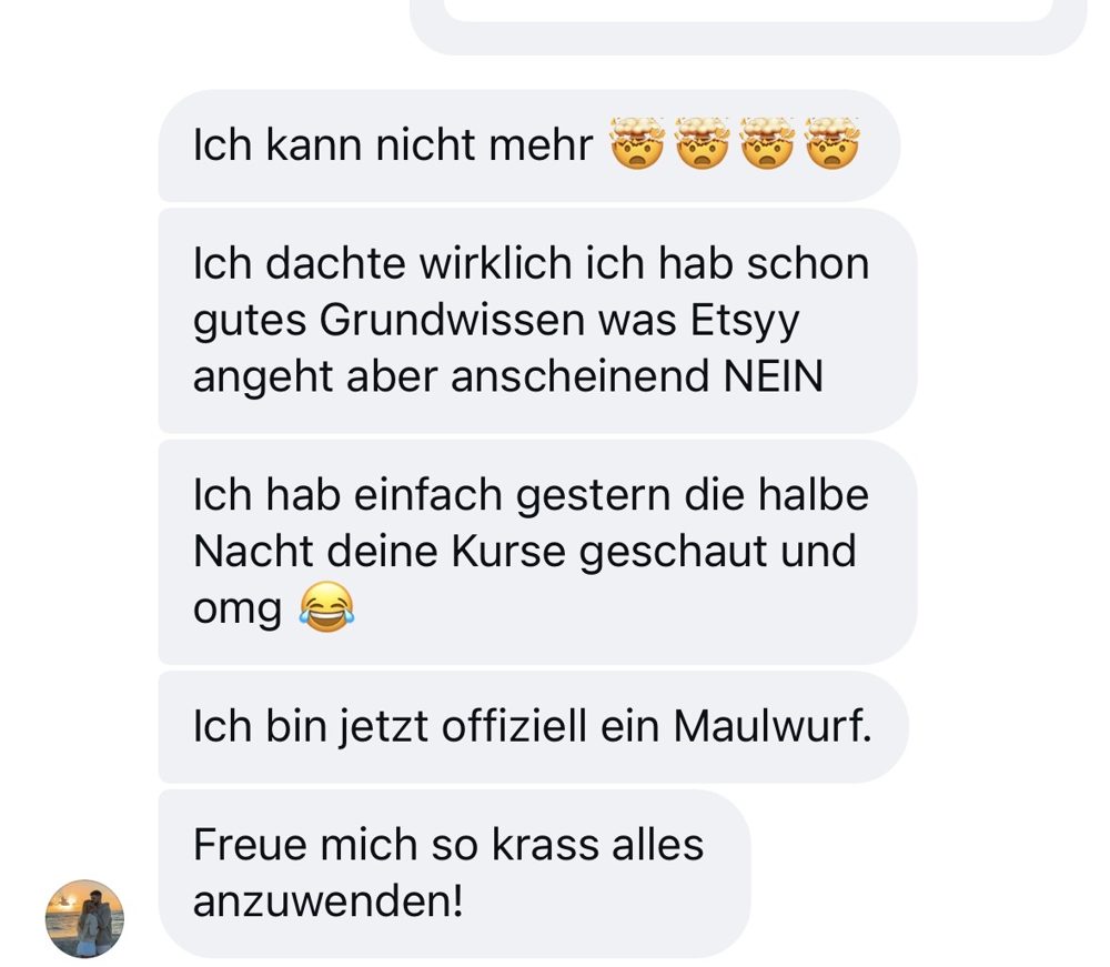 Nachricht einer Kundin