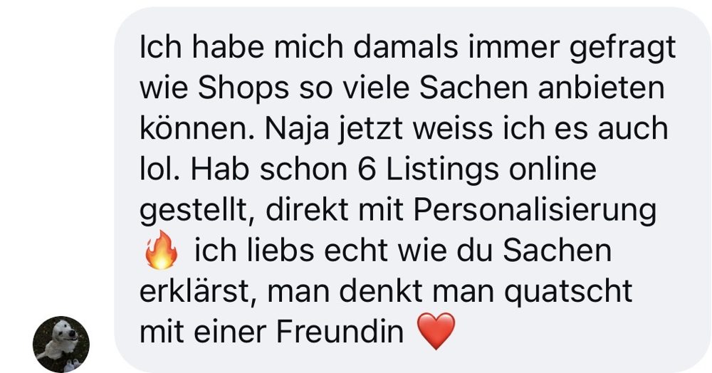 Nachricht einer Kundin