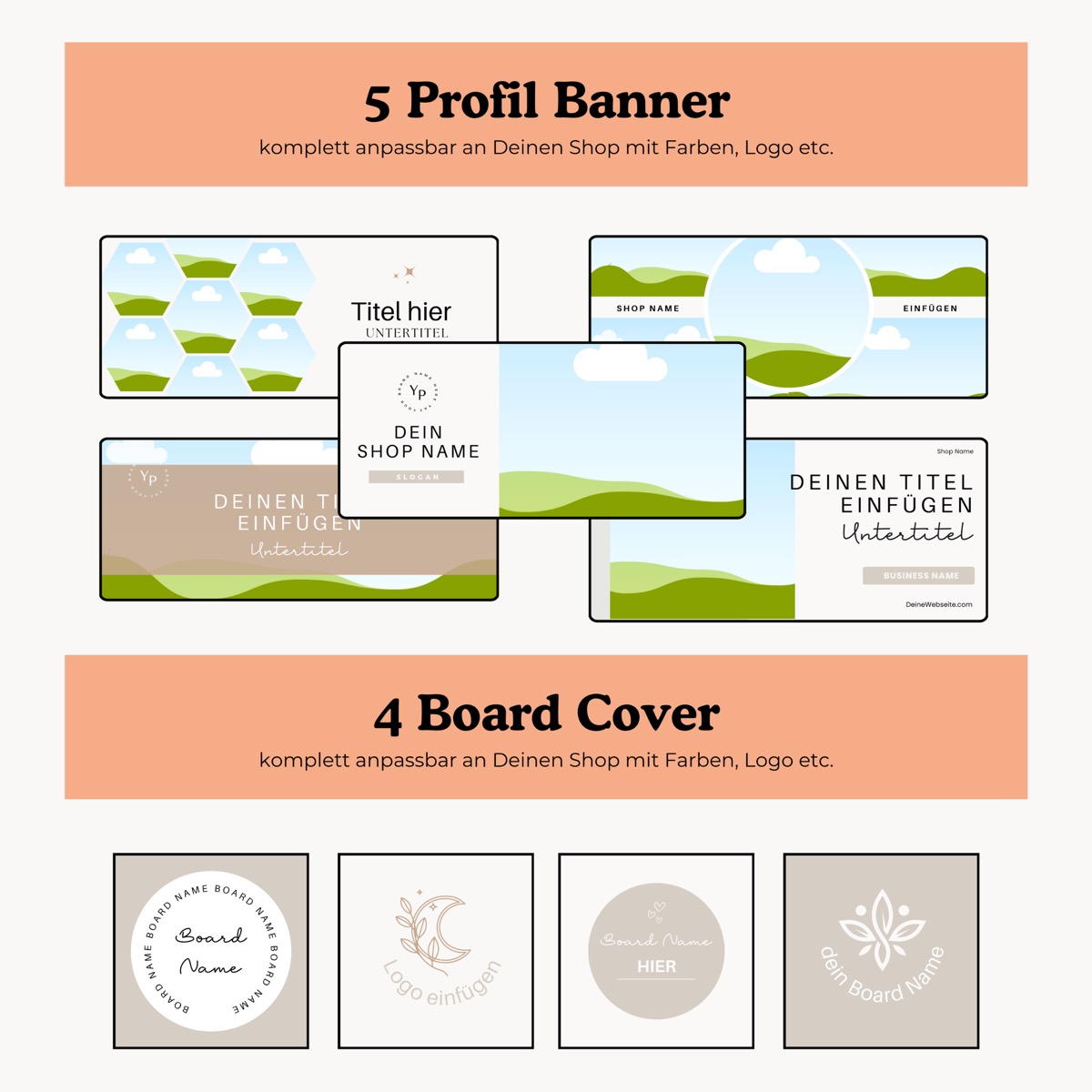 5 Profil-Banner + 4 Board-Cover